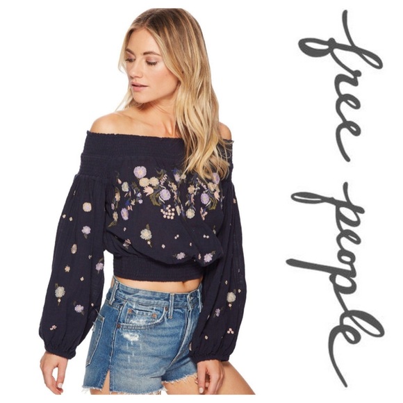 New Free People Saachi Smocked Off-T-Shoulder Top - Picture 4 of 8